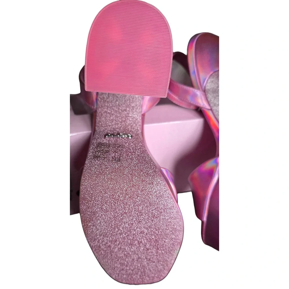 Barbie X ALDO Platform Heels Iridescent‎ Slingback Sparkly Block Heel Sz 9W